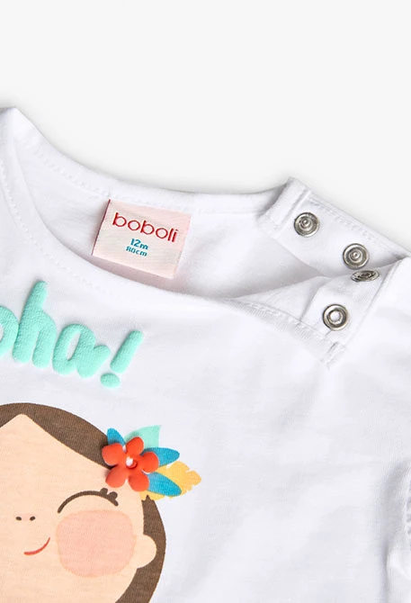 Maglietta in maglia per bambina in colore bianco