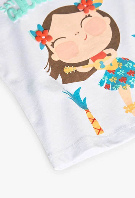 Maglietta in maglia per bambina in colore bianco