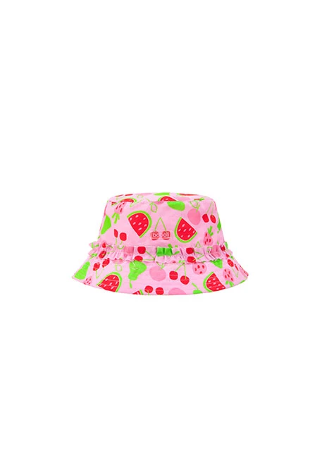 Gorro de malha para bebé menina com estampado em cor-de-rosa