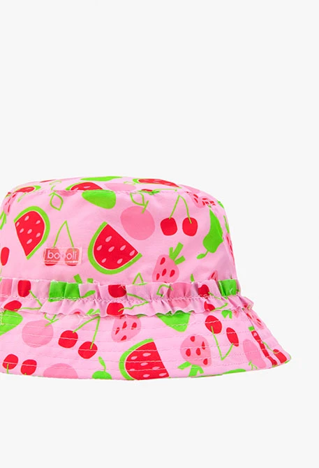 Gorro de malha para bebé menina com estampado em cor-de-rosa