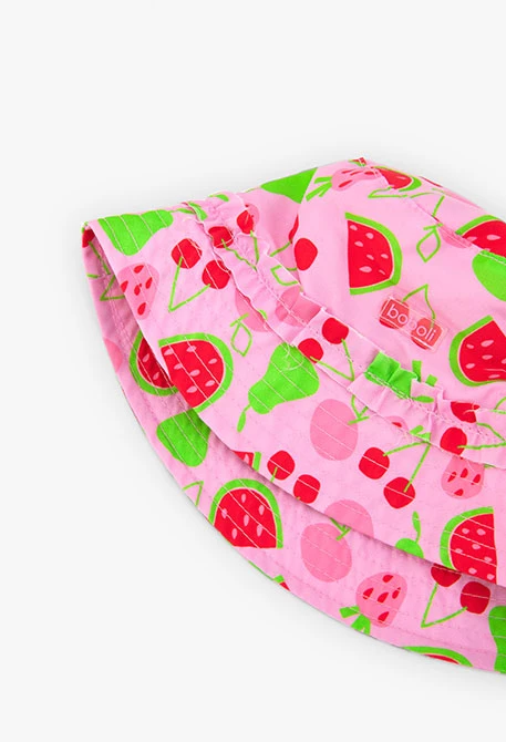 Gorro de malha para bebé menina com estampado em cor-de-rosa