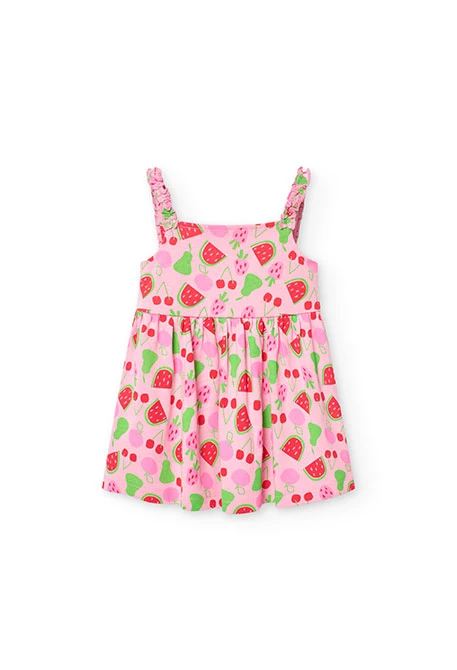 Vestido de malha para bebé com estampado de frutas