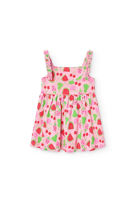 Vestido de malha para bebé com estampado de frutas