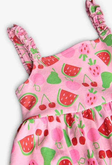 Vestido de malha para bebé com estampado de frutas