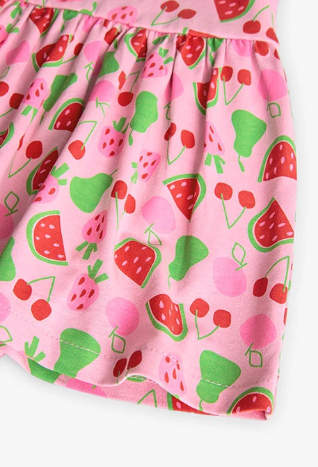 Vestido de malha para bebé com estampado de frutas