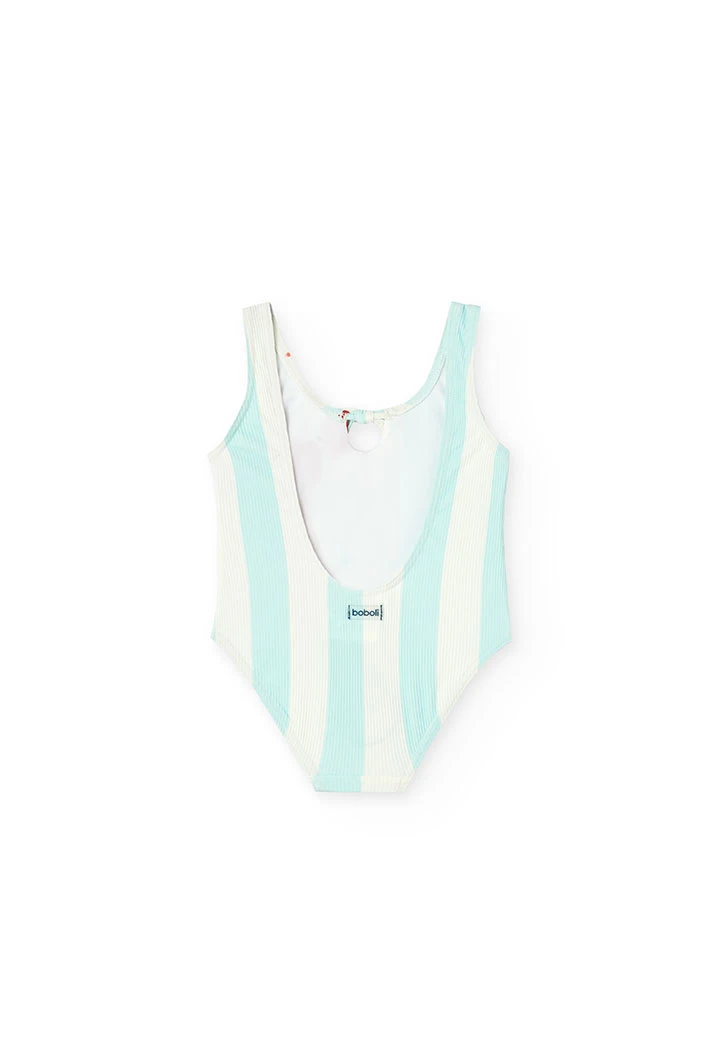 Baby girl\'s swimsuit made of polyamide in aqua green with a lobster design