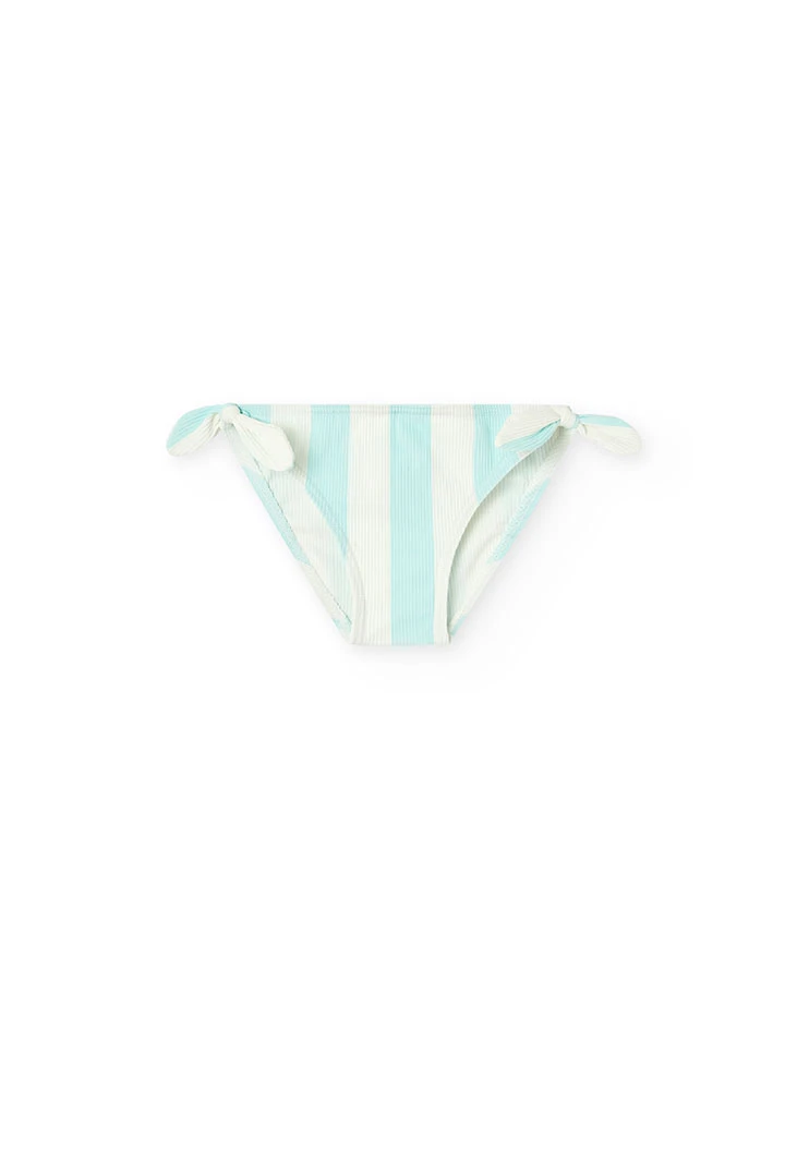 Badehose für Baby-Mädchen aus Polyamid, gestreift in Blau und Weiß.