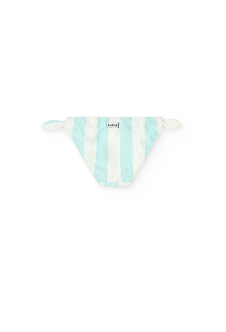 Badehose für Baby-Mädchen aus Polyamid, gestreift in Blau und Weiß.