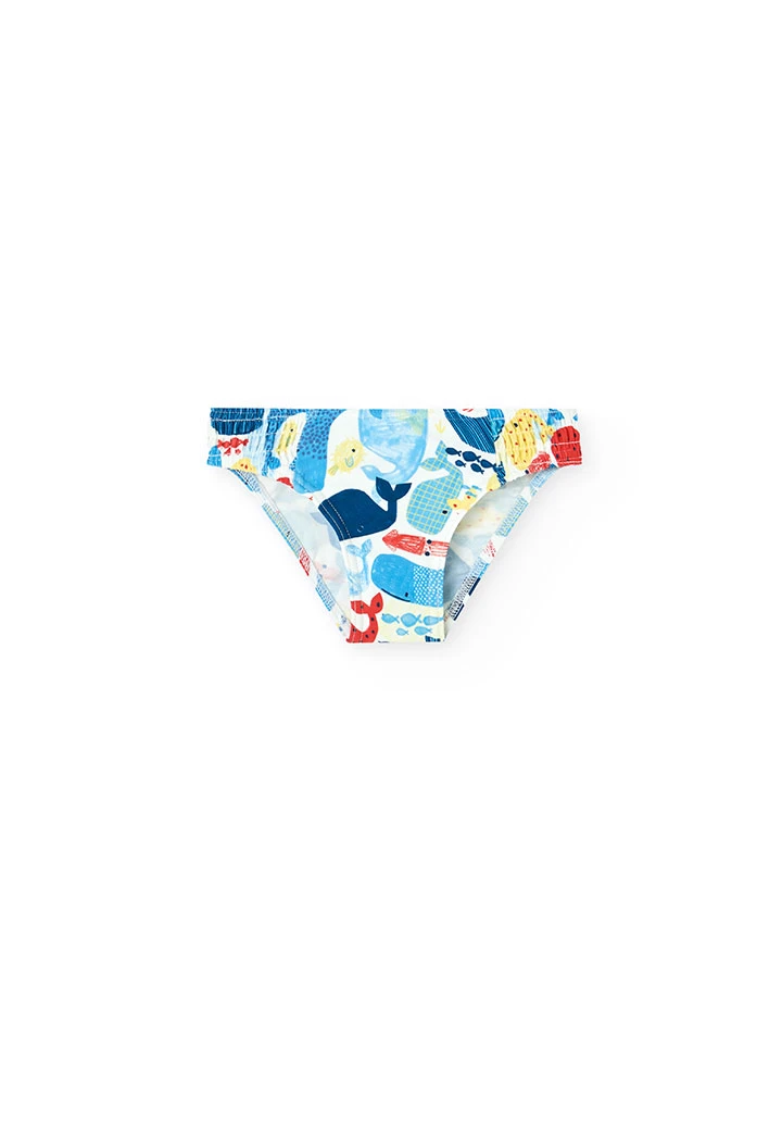 Fato de banho culote de poliamida para bebé menina com estampado