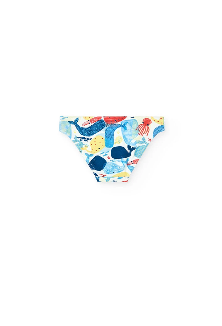 Fato de banho culote de poliamida para bebé menina com estampado