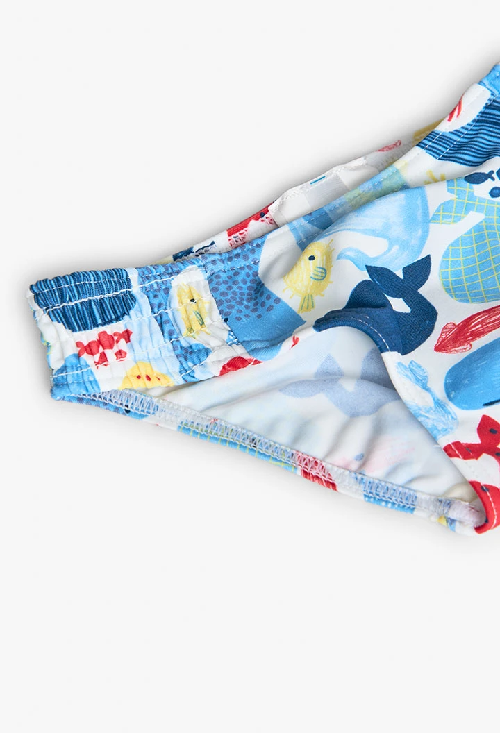 Fato de banho culote de poliamida para bebé menina com estampado