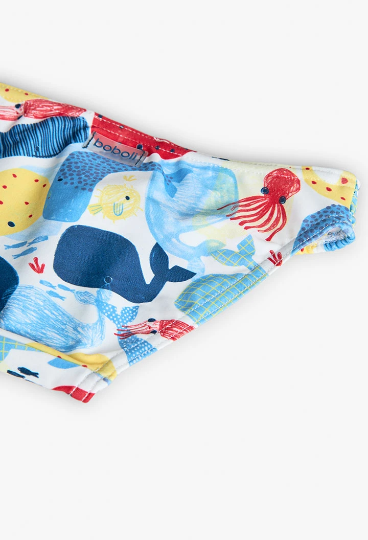 Fato de banho culote de poliamida para bebé menina com estampado