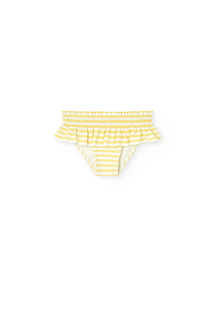 Culotte de bain en polyamide pour bébé fille rayé en jaune et blanc