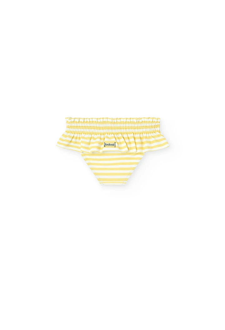 Culotte de bain en polyamide pour bébé fille rayé en jaune et blanc