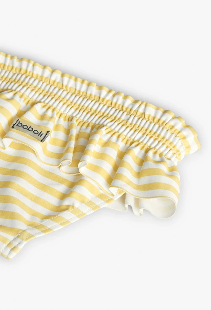 Culotte de bain en polyamide pour bébé fille rayé en jaune et blanc