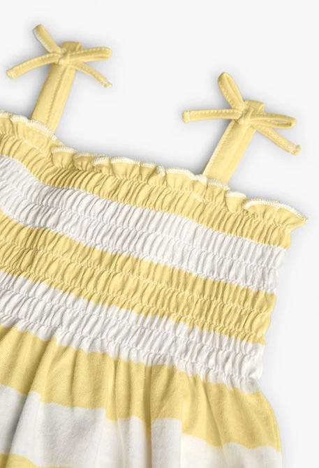 Robe en maille pour bébé fille rayée en jaune et blanc
