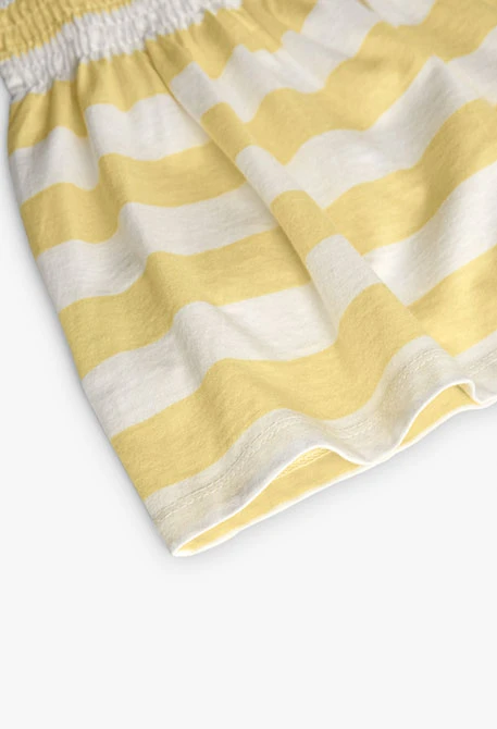 Robe en maille pour bébé fille rayée en jaune et blanc