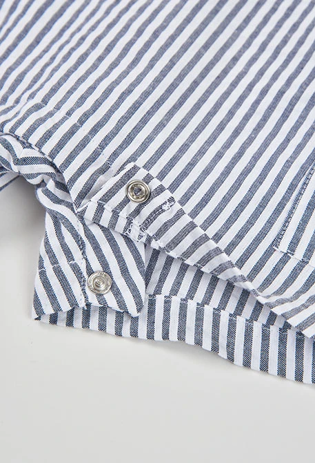 Baby set with polo and romper, white and blue cotton