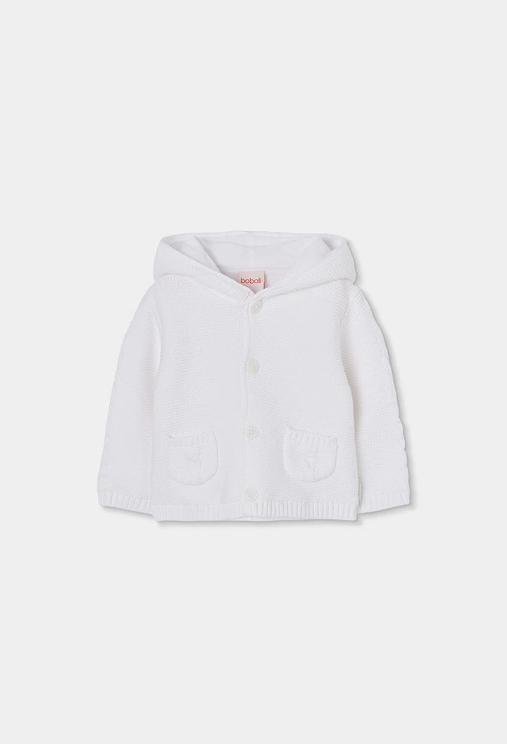 Babyjacke aus weißer Baumwolle mit Kapuze