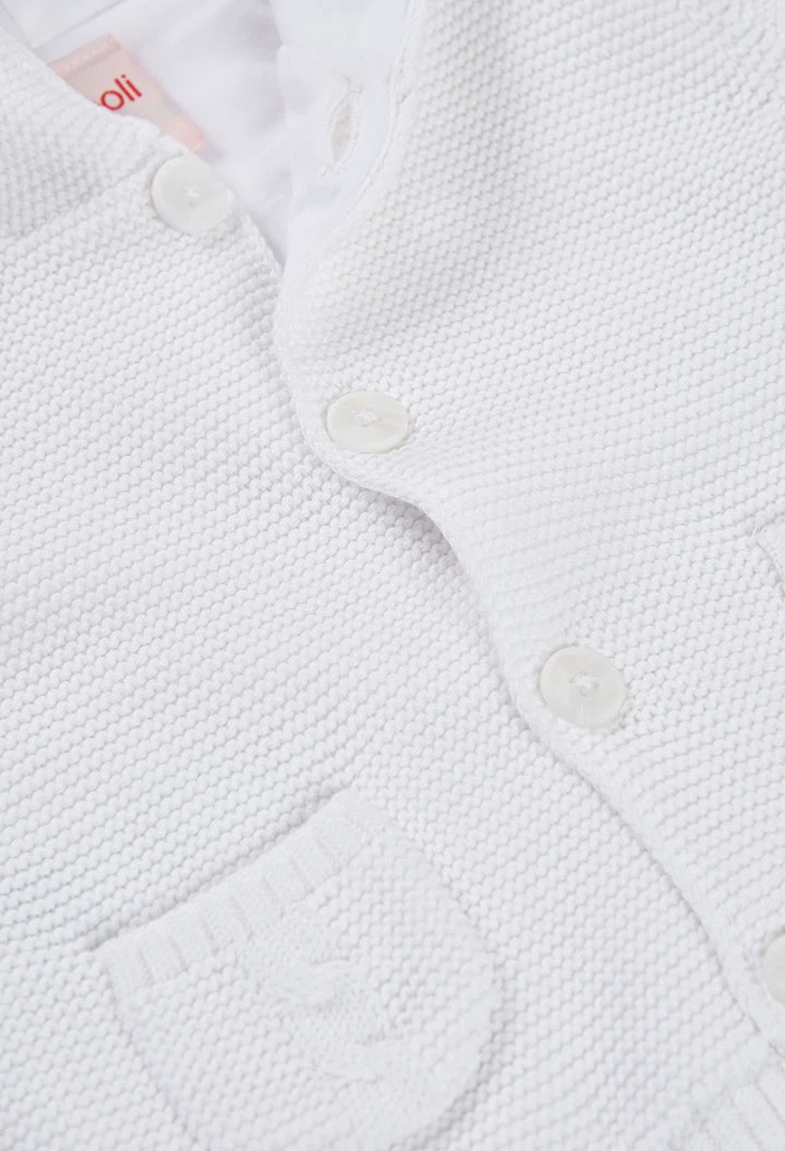 Chaqueta bebé algodón blanco capucha