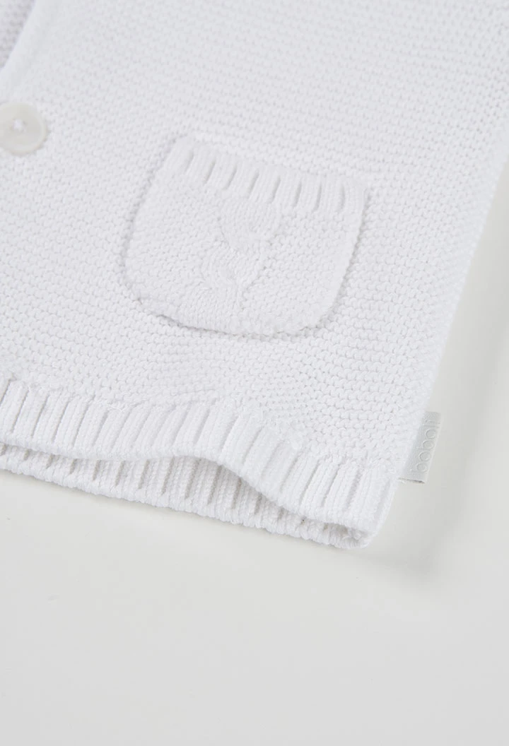 Chaqueta bebé algodón blanco capucha