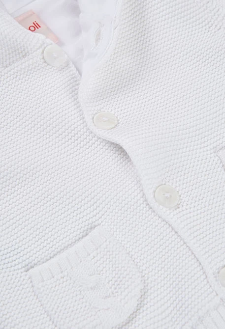 Chaqueta bebé algodón blanco capucha