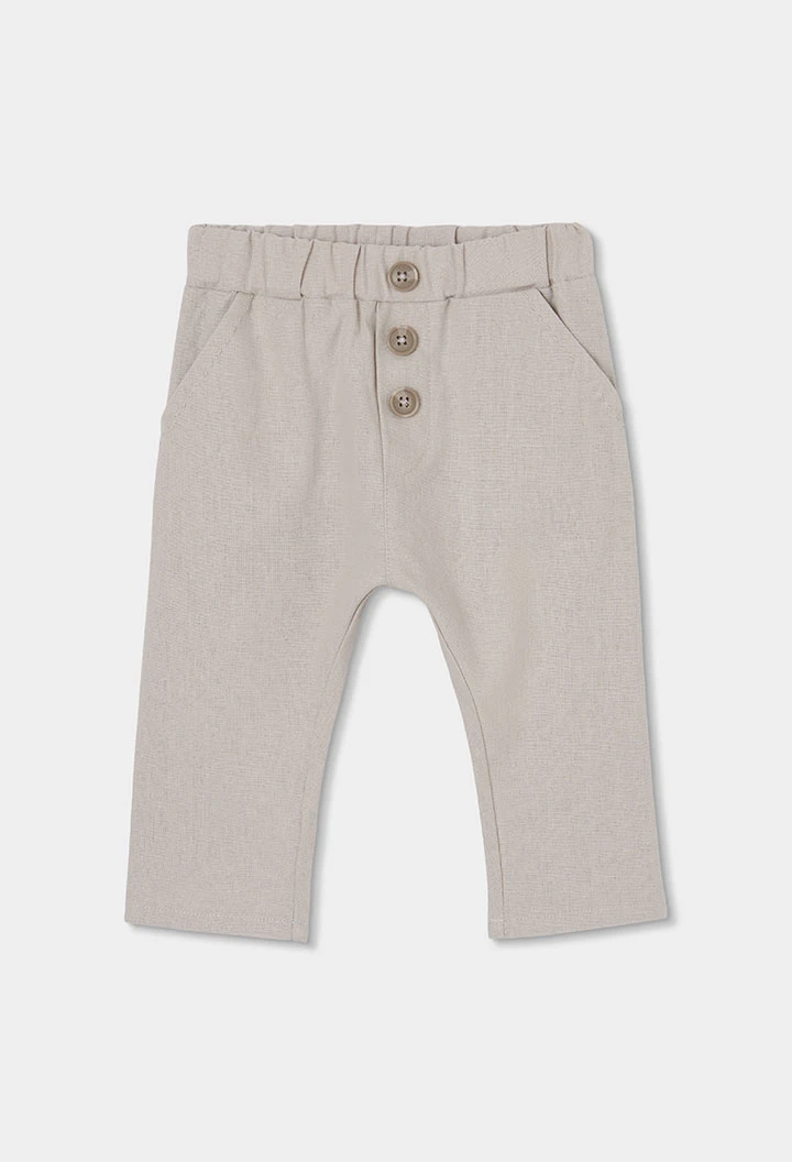 Completo lino beige neonato