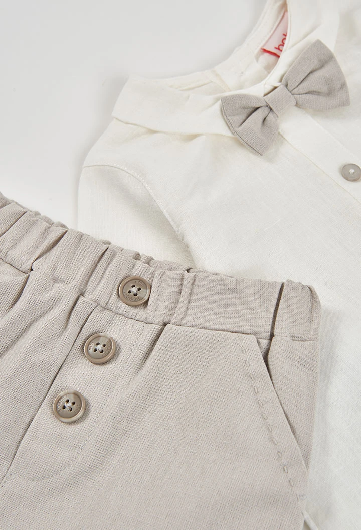 Beige linen baby set