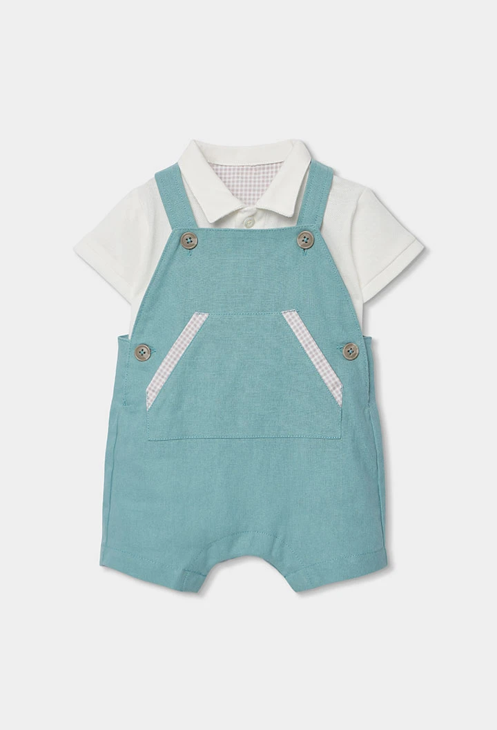 Ensemble bébé polo et salopette verte