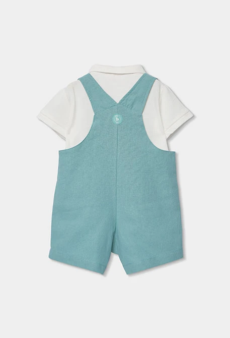 Babysatz mit grünem Poloshirt und Latzhose