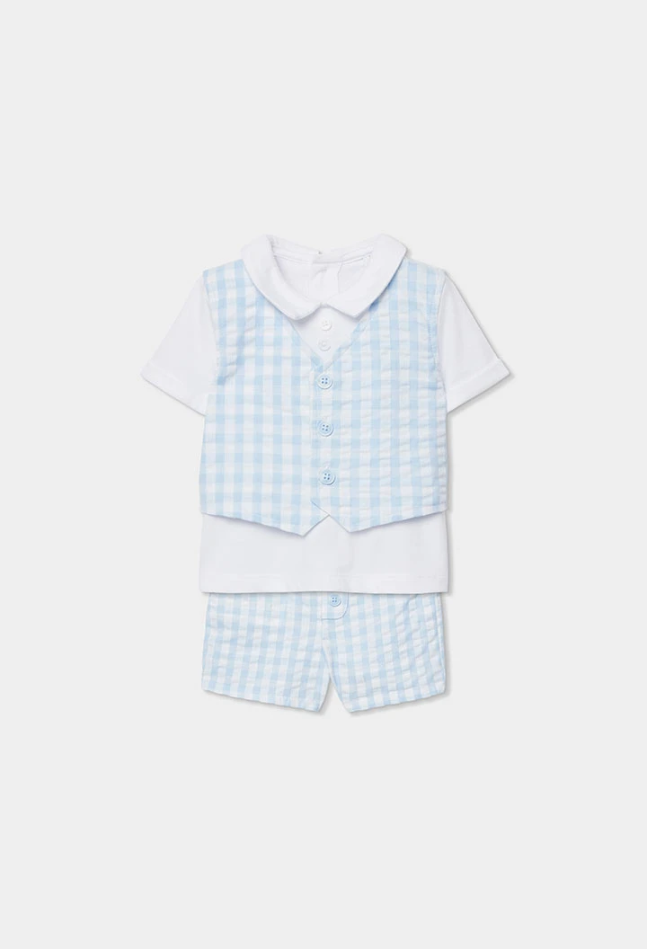 Ensemble bébé coton à carreaux