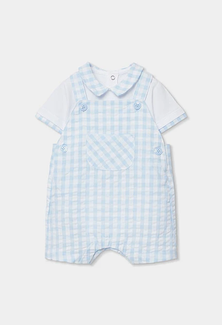 Babyset Polo und blaue kariertes Latzhose.
