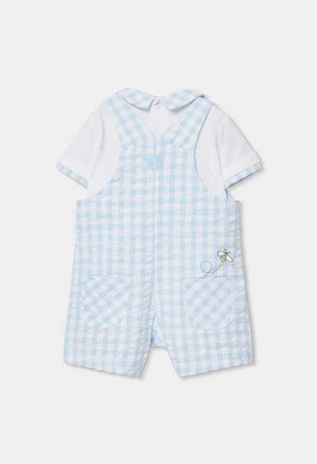 Babyset Polo und blaue kariertes Latzhose.