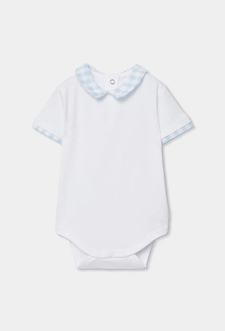 Babyset Polo und blaue kariertes Latzhose.