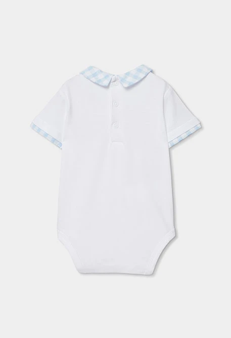 Babyset Polo und blaue kariertes Latzhose.