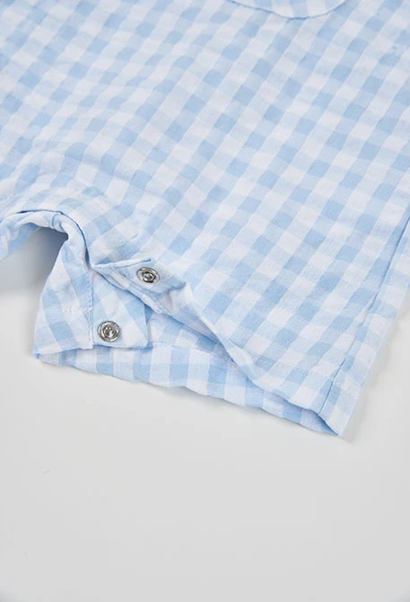 Conjunto bebé polo y peto cuadros azul