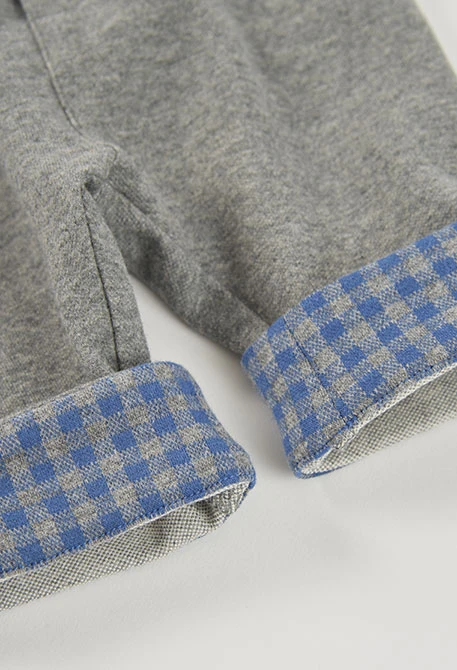 Grey Vigoureux Check Knit Baby Boy Set