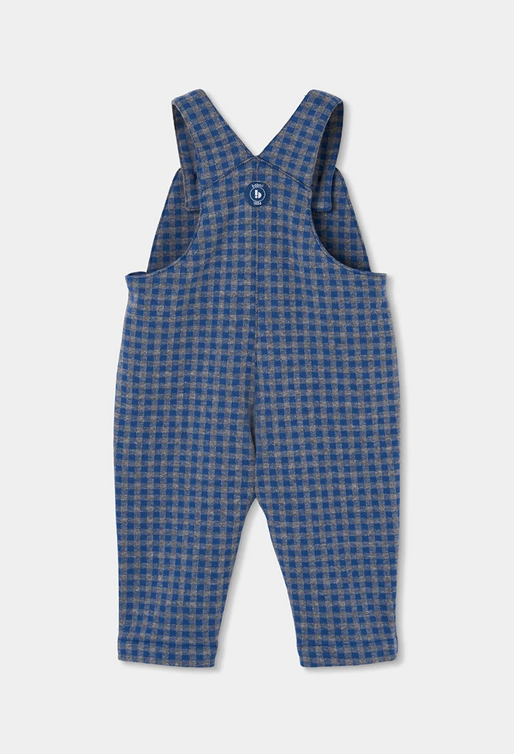 Blaues kariertes Baby-Strickset für Jungen