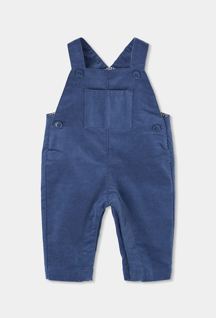 Blue vichy dungaree and shirt baby boy set