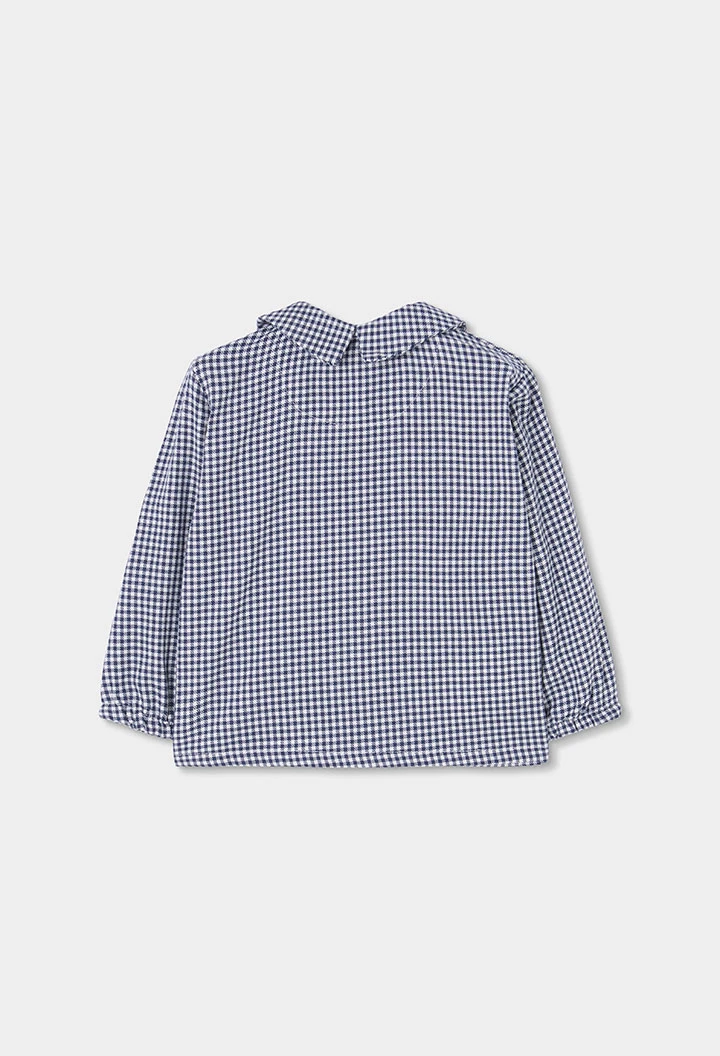 Blue vichy dungaree and shirt baby boy set