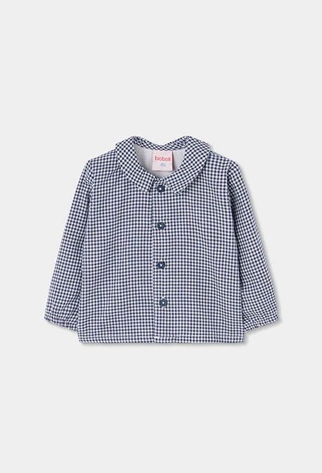 Blue vichy dungaree and shirt baby boy set