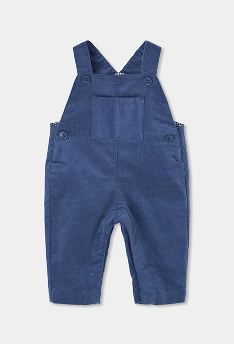 Blue vichy dungaree and shirt baby boy set