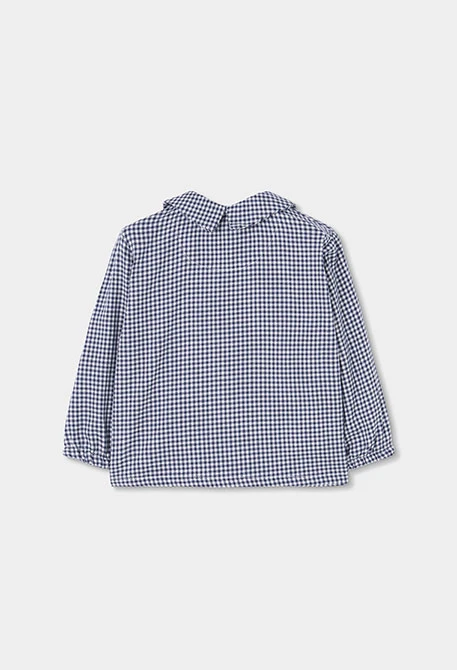 Blue vichy dungaree and shirt baby boy set