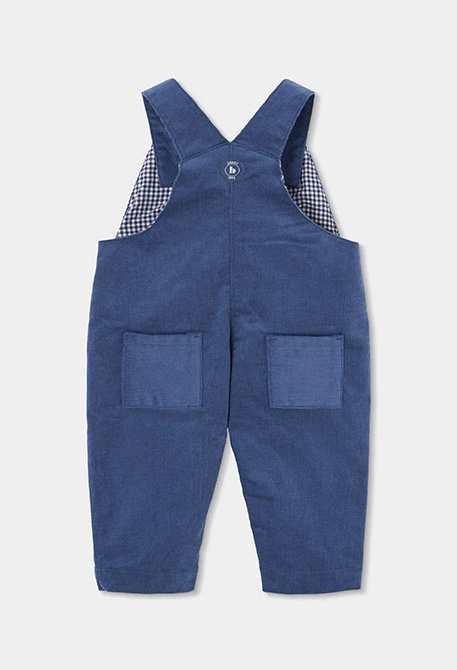 Blue vichy dungaree and shirt baby boy set