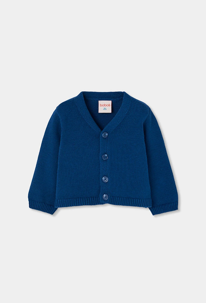 Casaco de malha bebé azul com botões