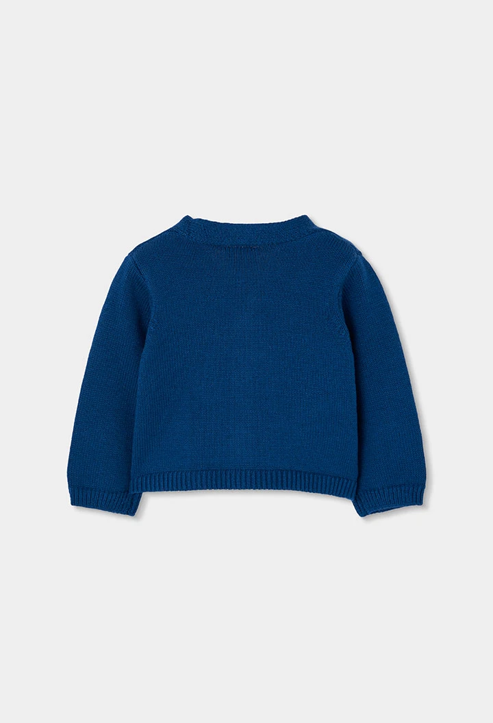 Babystrickjacke in Blau mit Knöpfen