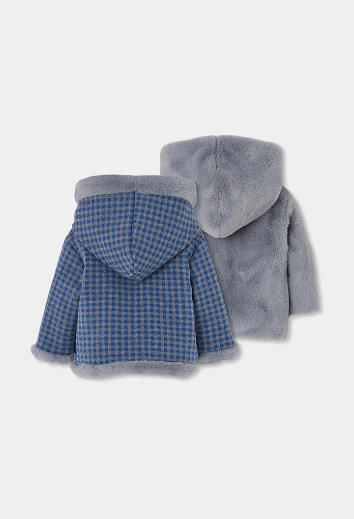Jaqueta pelfa nadó reversible quadres blau gris