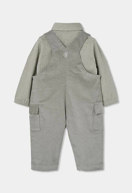 Baby green knitted set with hedgehog embroidery
