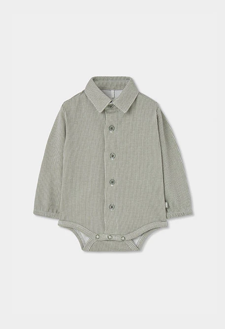 Baby green knitted set with hedgehog embroidery