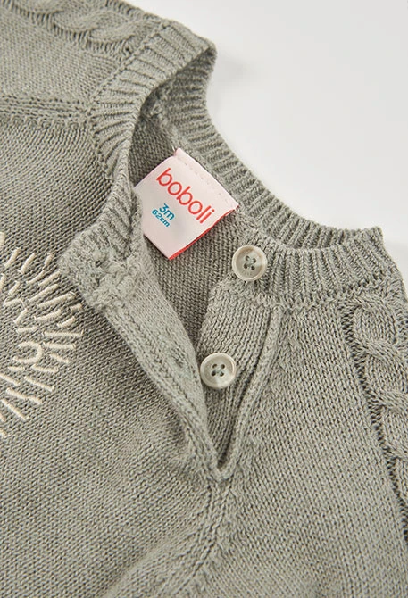 Baby green jumper with hedgehog embroidery
